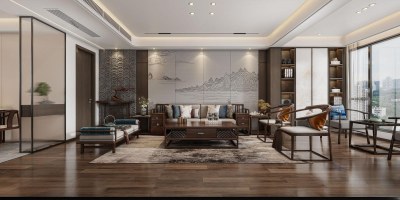 新中式客餐厅3D模型下载